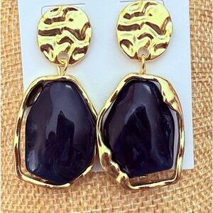 Gold and Blue Statement Earrings